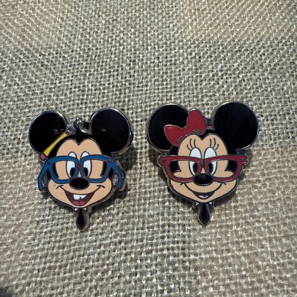 Mickey and Minnie Mouse Nerd Trading Pins